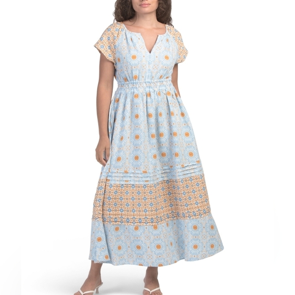 🔹️Rachel Zoe🔹️ Light Blue and Orange Floral Maxi Dress Size Xs + S - Picture 2 of 3